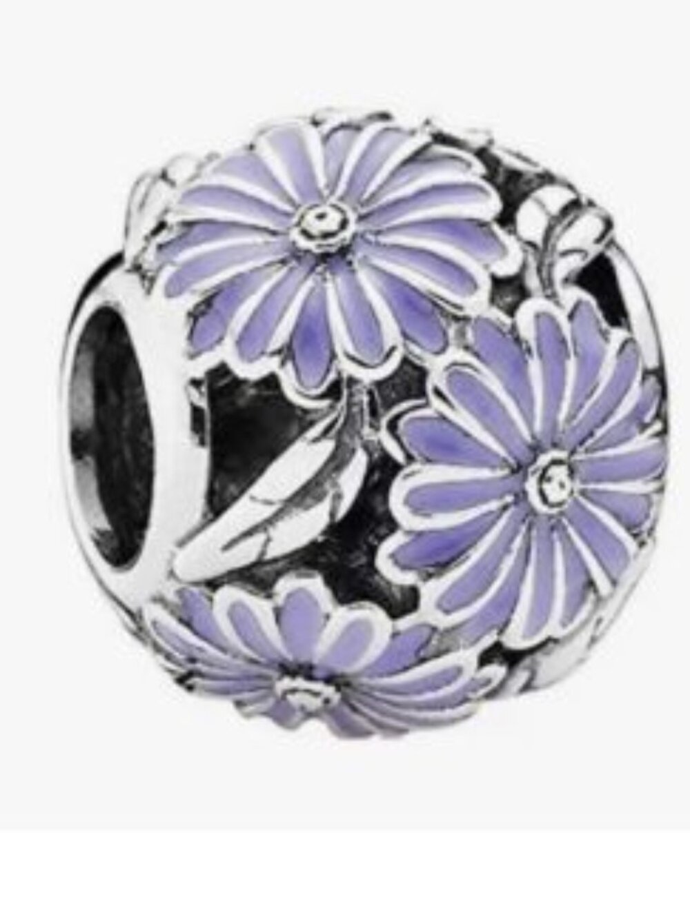 NWOT pandora Daisy Meadow Charm Lavender Enamel